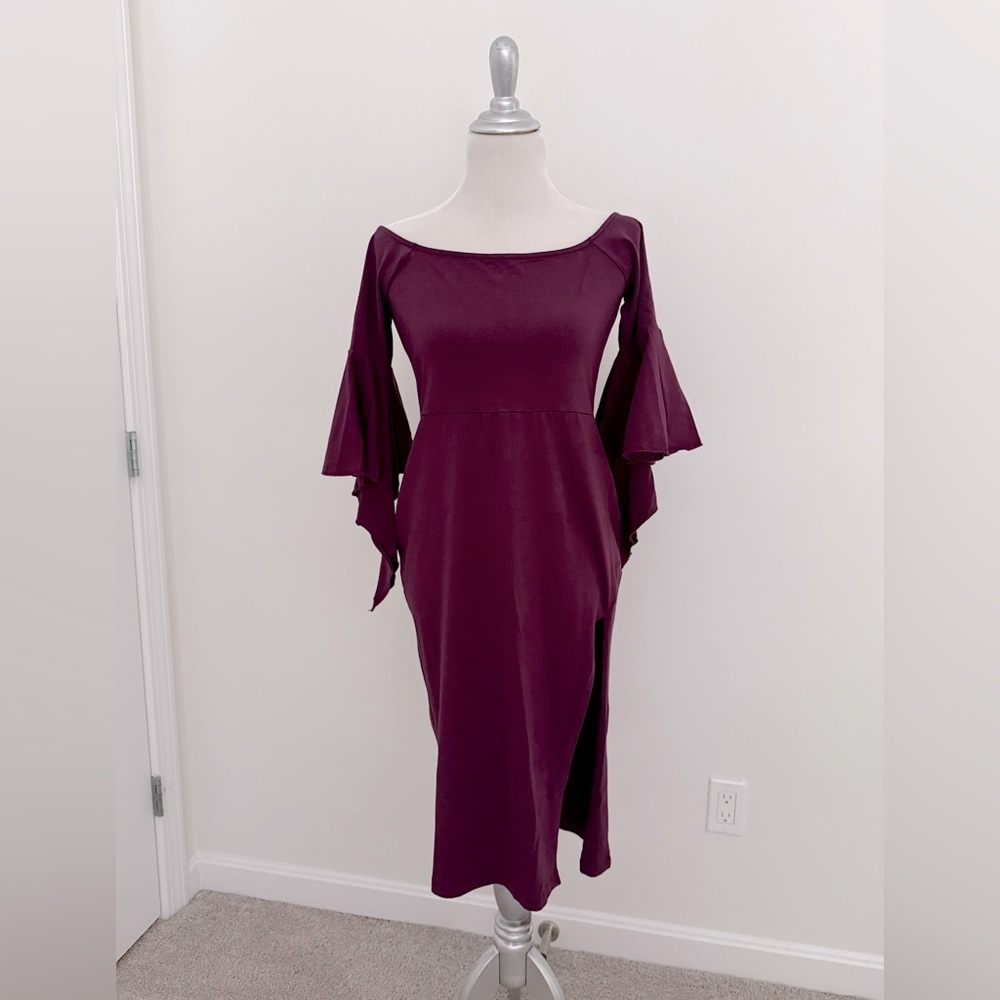 NEW w/ Tag ASOS Purple Women's Bodycon Dress with winged sleeves Size 12